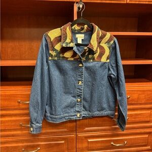 Like New Coldwater Creek Denim American Flag Jacket